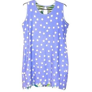 ANACLARE by 3 friends women's reversible dress cotton scalloped star tropical XL